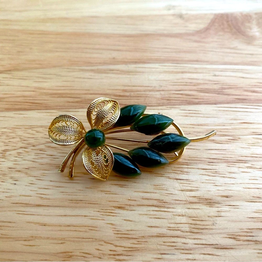 Faux Jade Brooch